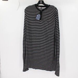 NWT Travis Mathew Henley Shirt Mens medium striped Long Sleeve viscose soft